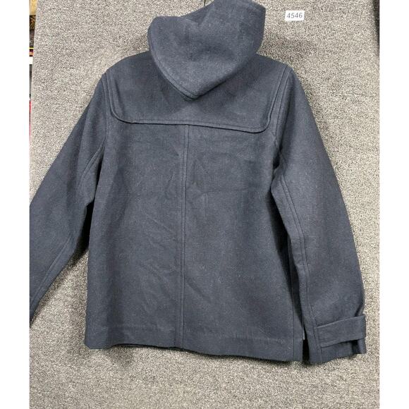Gap Wool Coat Womens Small Blue Hooded Lined Short Jacket Deep Navy Fall Winter - Picture 2 of 8